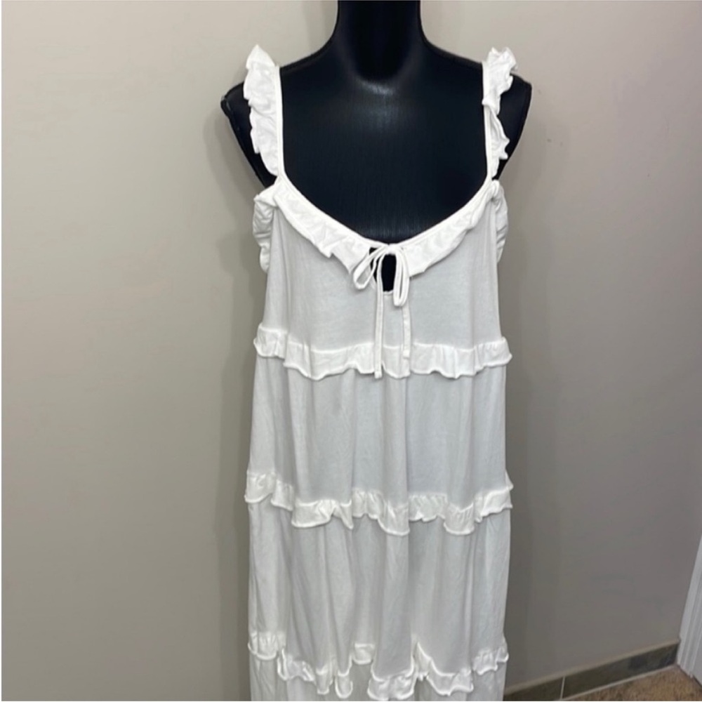 NWT J. Crew White Ruffled Midi Women's Dress M